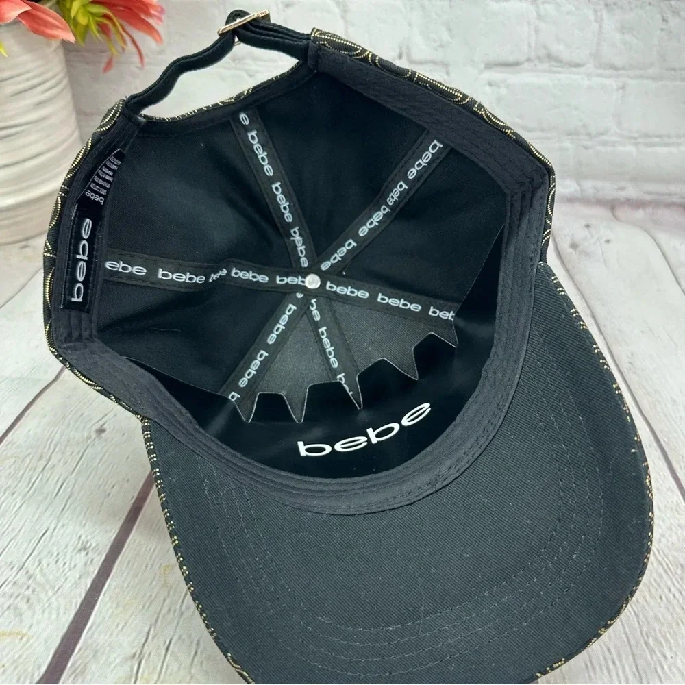 NWT Bebe baseball cap trucker hat gold black streetwear glam